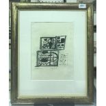 IN THE MANNER OF JOHN PIPER "Construction II", pen and ink on paper, bears signature,