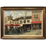 VICTOR COVERLEY PRICE (1901-1988) "Place du Tertre, Montmartre" a busy square with figures seated,