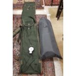 A Daiwa 12 rod fishing bag and fishing weighing mat and scales