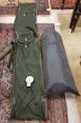 A Daiwa 12 rod fishing bag and fishing weighing mat and scales