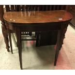A 19th Century mahogany and satinwood strung D-shaped card table