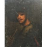 FOLLOWER OF REMBRANDT "Portrait of a Gentleman Wearing a Feathered Coat and Black Hat",