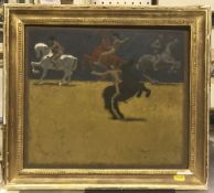 JOHN NEWBERRY "Four Horsemen", oil on board, unsigned, signed, titled and dated 1967 verso,