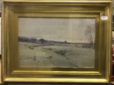 HARDESTY GILMOUR MARATTA (American 1864-1924) "Winter Landscape at Sunset" watercolour signed lower