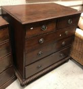 A mahogany chest of two short over three long graduated drawers,