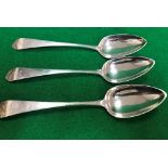 Three George III silver soup spoons (by Alexander Henderson,