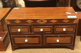 A 19th Century mahogany and inlaid jewellery cabinet as a Regency chest of drawers,