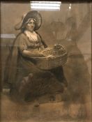 E J HAGUE "Woman with Basket of Bread" charcoal and chalk, signed LR, approx. 27cm x 20.