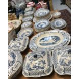 A large collection of Furnival "Old Chelsea" dinner wares to include serving plates, tureens,
