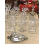 A pair of Victorian fancy glass liqueur decanters,