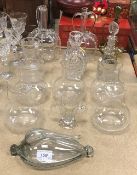 A pair of Victorian fancy glass liqueur decanters,