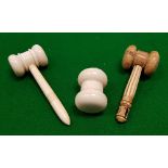 Two 19th / early 20th Century ivory gavels and a gavel head