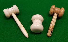 Two 19th / early 20th Century ivory gavels and a gavel head