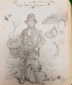A sketchbook with various sketches by R.V.