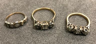 Three 18 carat gold diamond rings