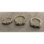 Three 18 carat gold diamond rings