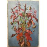 ULA PAINE (1909-2001) "Autumnal Leaves" a pair of still life studies oil on canvas both signed