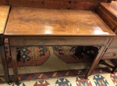 A late George III mahogany rectangular fold over card table,