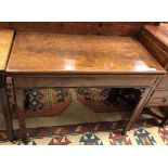 A late George III mahogany rectangular fold over card table,