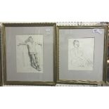 W R HAY "Study of a Boy" pencil signed centre bottom together with a further study of a boy by the