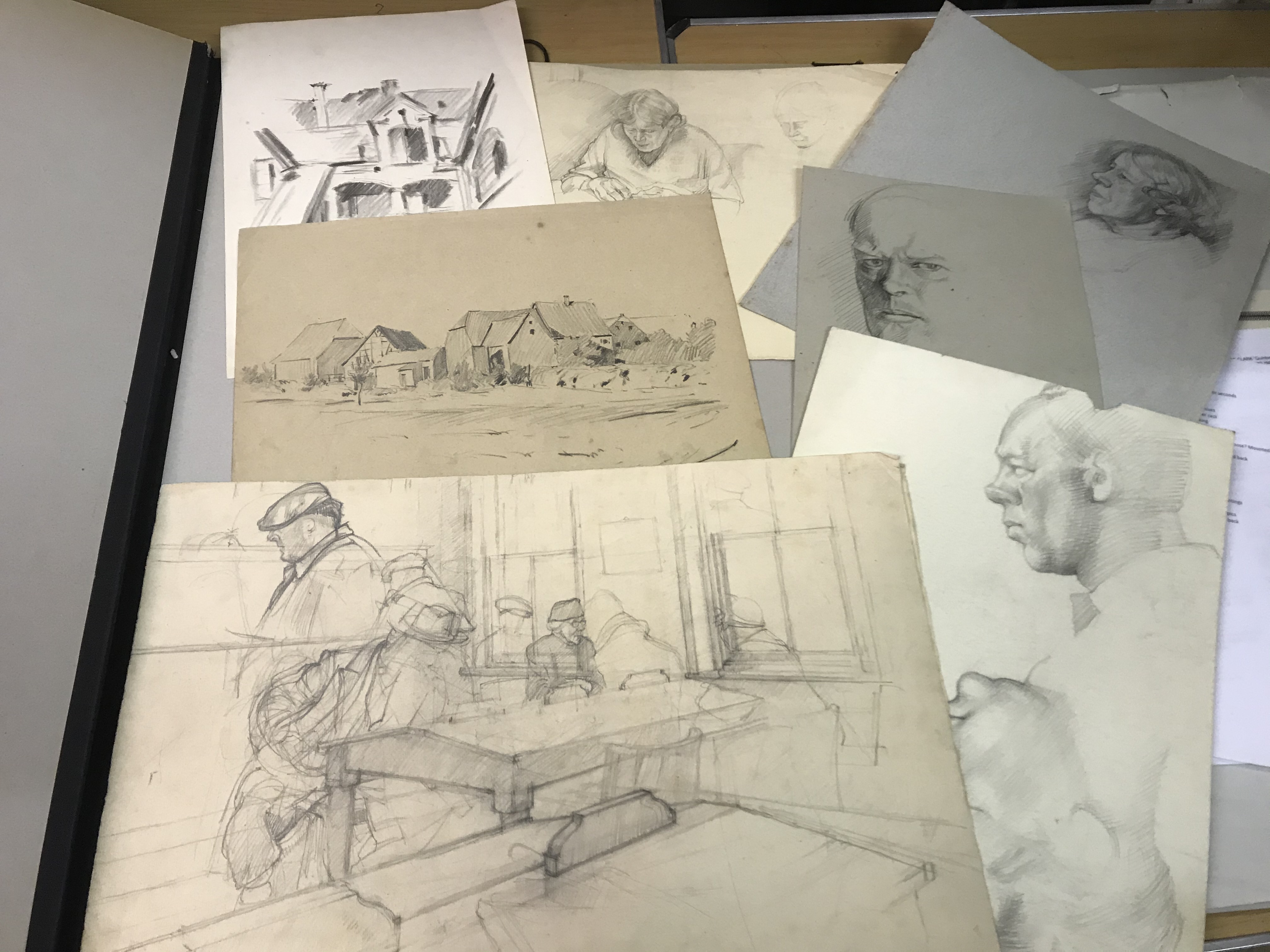A portfolio of numerous pencil sketches, - Image 4 of 18