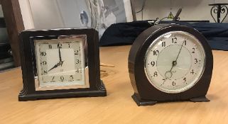 Two Smith's bakelite case electric mantel clocks