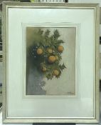 KEITH HENDERSON "Orange Bough by a White Wall Sicily" pastel, signed lower right, bears title,