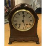 A circa 1900 mahogany cased dome top mantel clock,