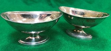 A pair of George III Scottish open salts of oval form with reeded edge and gilt-washed interior on