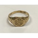 A Victorian 18 carat gold signet ring bearing the initials "CF" of Charles Forbes Leith (Birmingham