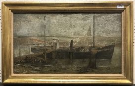 THEODORE RAMOS "Estuary Boat Rye" oil on canvas signed lower right titled,