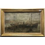 THEODORE RAMOS "Estuary Boat Rye" oil on canvas signed lower right titled,