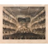 AFTER PUGIN & ROWLANDSON "Covent Garden Theatre" and "Drury Lane Theatre" coloured prints both
