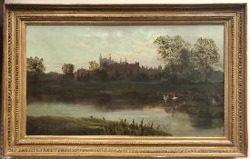 ROBERT WEIR ALLEN (1852-1942) "Eton with the River Thames in the Foreground" oil on canvas signed