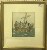 FRANCIS CARRUTHERS GOULD (1844-1925) "Ship of Fools" ink and watercolour No'd 2 lower left and