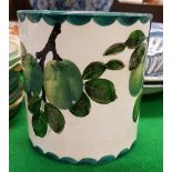 A Wemyss Pottery "Greengage" decorated preserve pot,