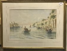 M GIANNI "Venetian Scene with Gondolas" watercolour heightened with white, signed lower right,