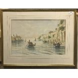 M GIANNI "Venetian Scene with Gondolas" watercolour heightened with white, signed lower right,