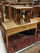 A collection of furniture to include an oak nest of three occasional tables,