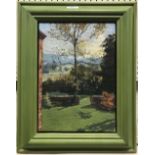 CHRISTOPHER AGGS "Autumn Afternoon" study of a garden, oil on canvas, signed lower right,