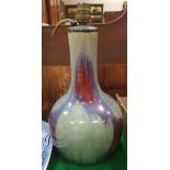 A Chinese sang de boeuf crackle glazed vase with drip decoration converted to a table lamp