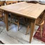 A modern elm plank topped farmhouse style kitchen table CONDITION REPORTS Height