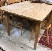 A modern elm plank topped farmhouse style kitchen table CONDITION REPORTS Height