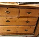 A Victorian pine chest of two short over two long drawers
