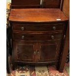 A 19th Century mahogany and inlaid commode chest of single deep drawer as two and further deep