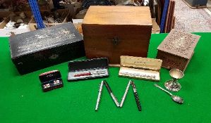 A collection of various cigarette boxes, writing slope, jewellery boxes, etc,