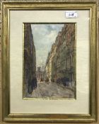 FERNAND TRUFFAUT "Rue Laffitte a Paris", watercolour titled and dated 1908 lower left,