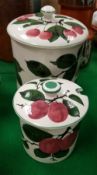 A Plichta Pottery "Cherry" pattern pot and cover,