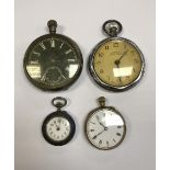 A collection of four various pocket watches including an Omega example,