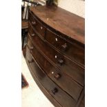 A 19th Century mahogany bow fronted chest of two short over three long graduated drawers,
